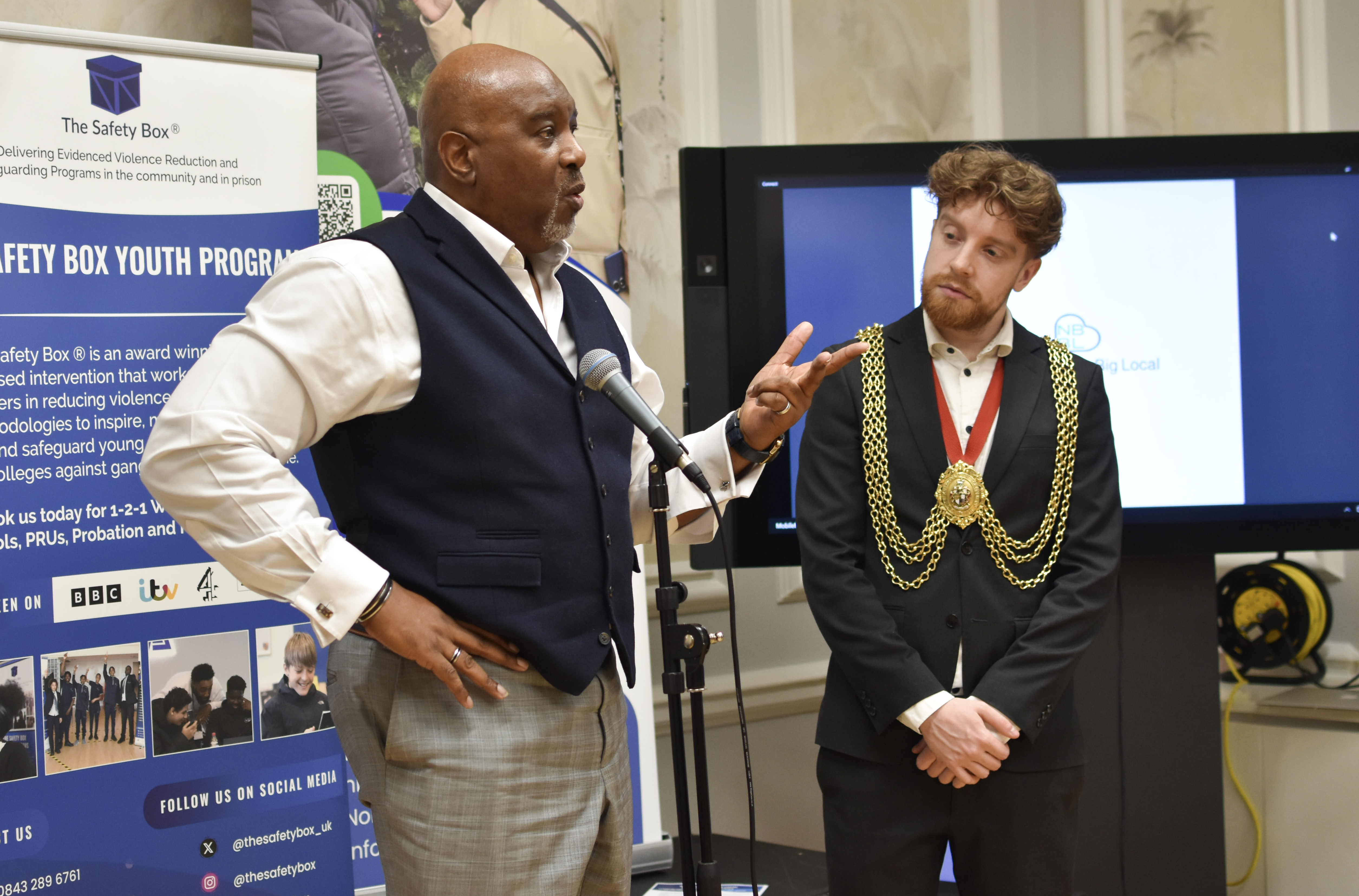 Adrian Carridice-Davids, Chair of NBBL and Mayor of Lambeth Jean Paul Ennis